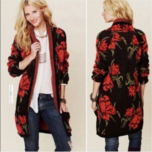 Free People Flower Power Wool Alpaca Cardigan - Picture 1 of 6